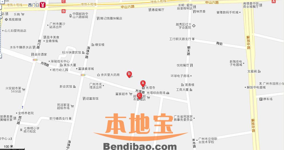 广州怀圣寺(光塔寺)地图